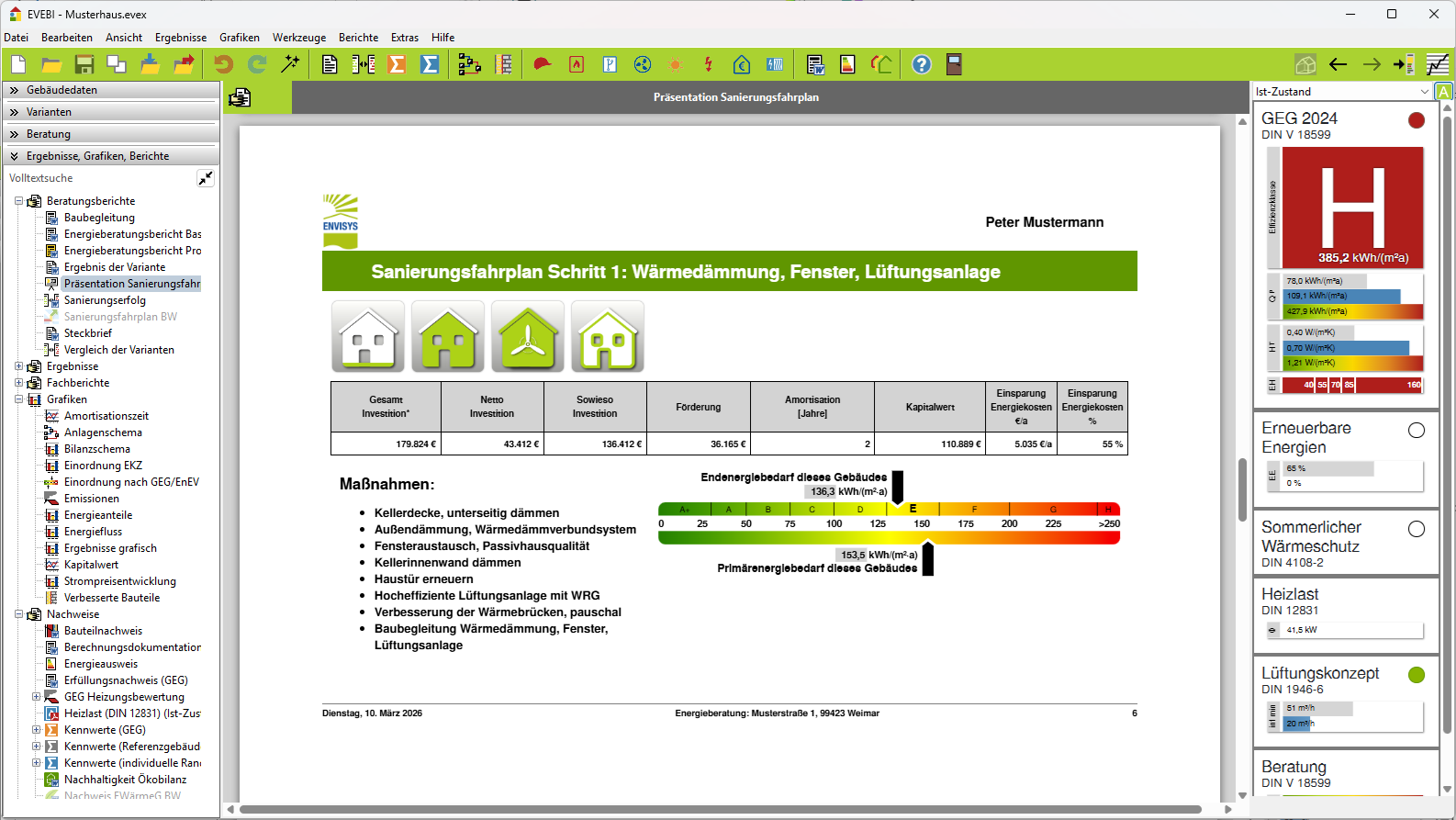 Bericht: Präsentation Sanierungsfahrplan Maßnahmen Ansicht Software Sanierungsfahrplan Schritt 1