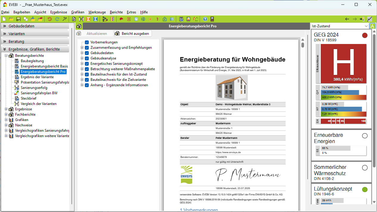 Bericht Beispiel Energieberatung Wohngebäude Ansicht Energieberatungsbericht Pro